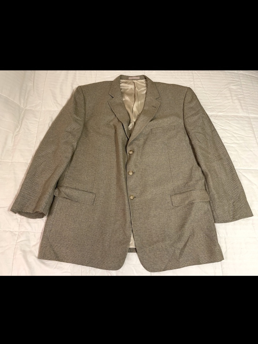 Vintage Union Tallia Uomo Sabbia Wool Silk Sport Coat Mens 56 XL Tan Brown Tweed